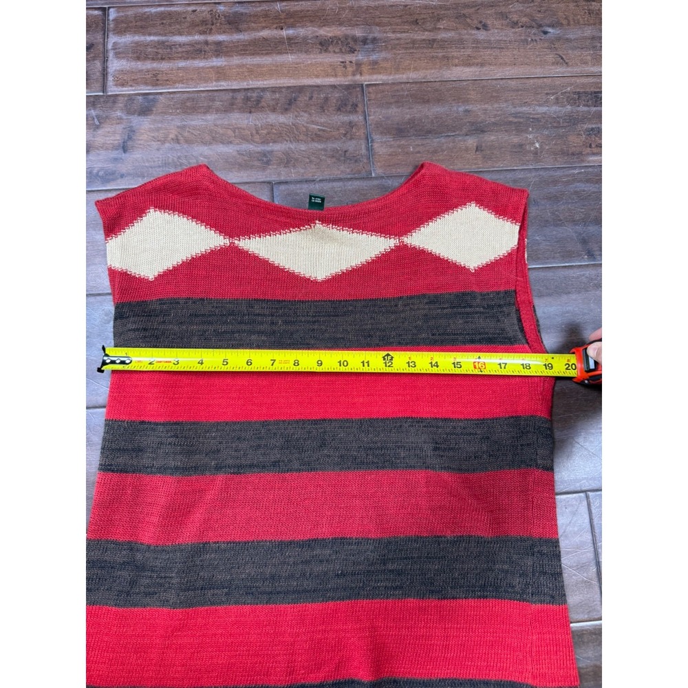 Ralph Lauren Southwestern Top Sweater Sleeveless | Brown Red Tan | Size XL - Picture 5 of 9